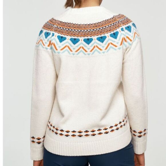 Kari Traa Sundve Ivory Orange Blue Fair Isle Nordic Crewneck LS Sweater Size M - Picture 2 of 10